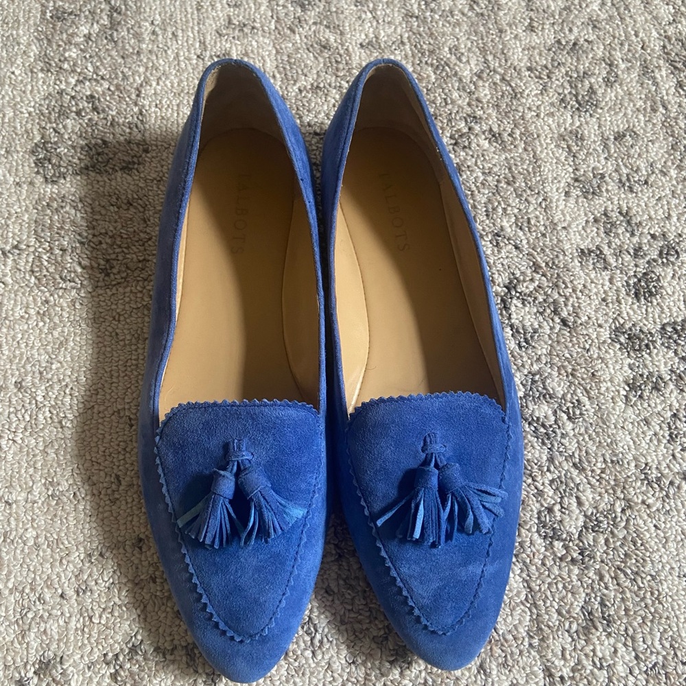 Blue Suede Tassel Loafers